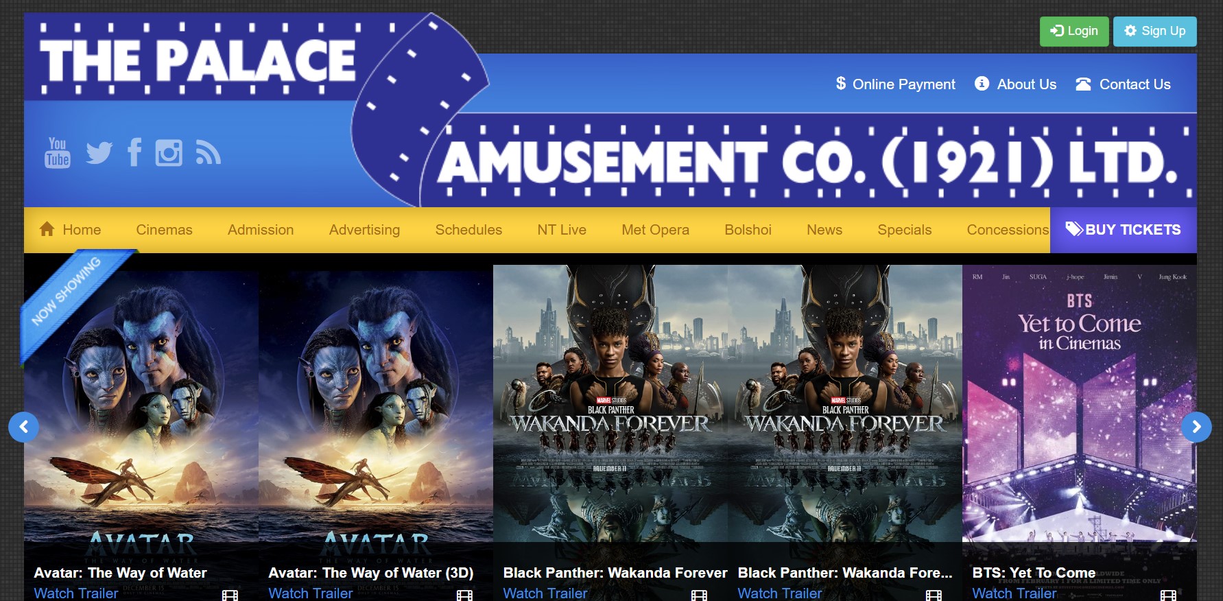 The Palace Amusement Website