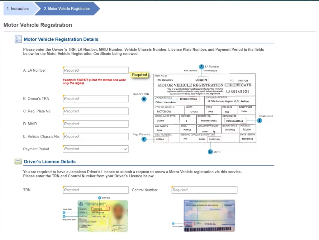 Motor Vehicle Registration Details