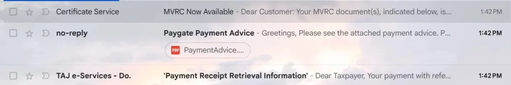 MVRC Payment Emails