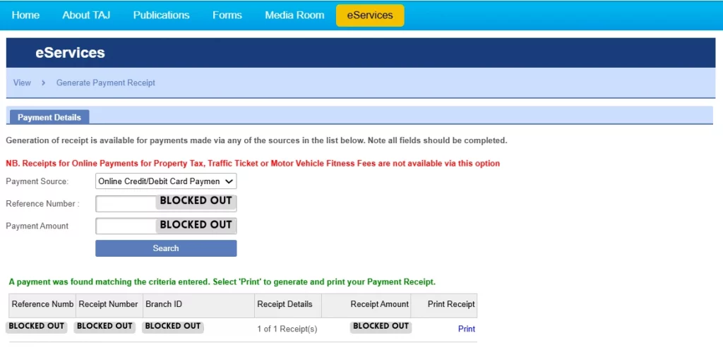 Print Receipt Now Page