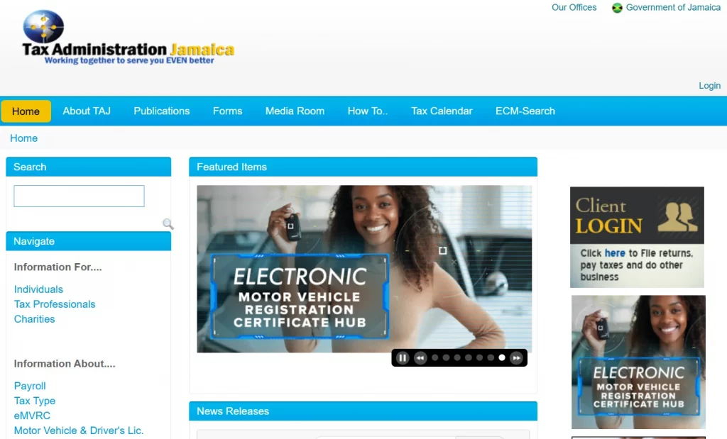 Tax Admin Homepage