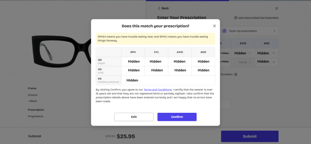 Confirm the prescription edited