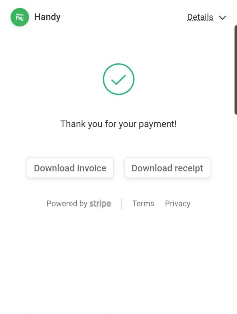 Payment Successful Screen