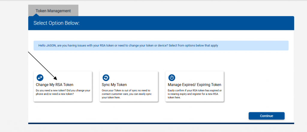 Select Change My RSA Token