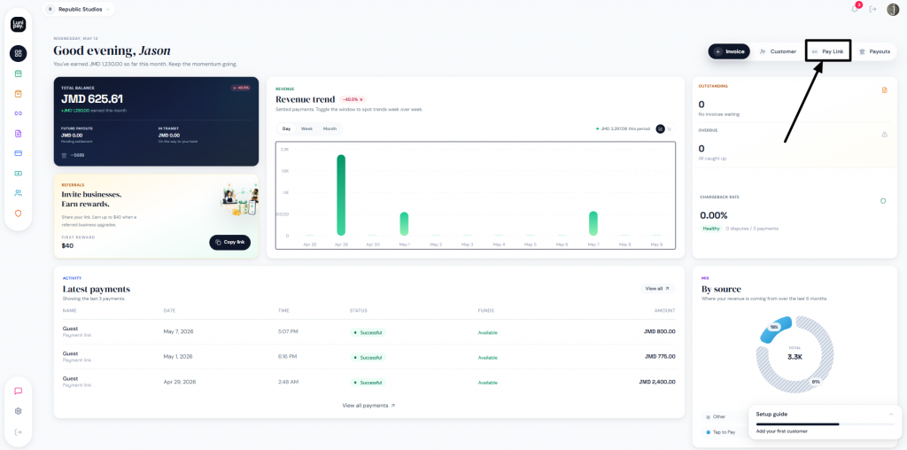 LuniPay dashboard
